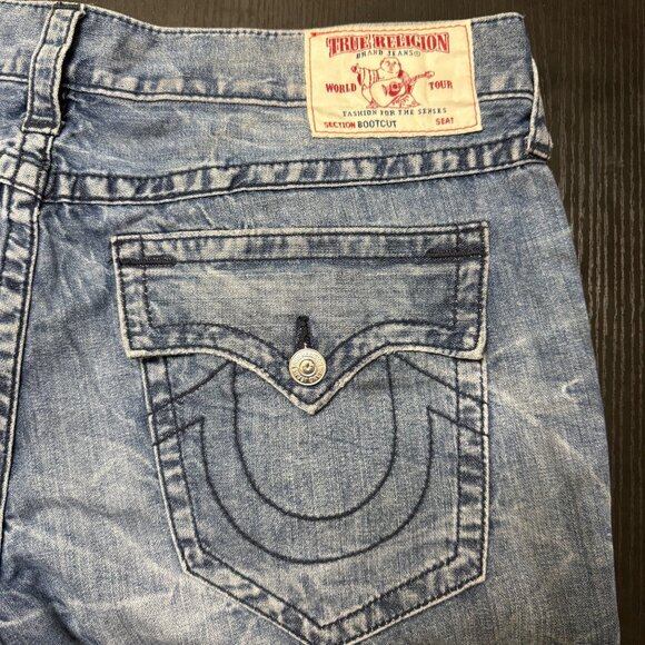 True Religion Jeans Men's 40x34 Blue Midnight Bootcut Billy Big T Flap Y2K 00s - Picture 5 of 12